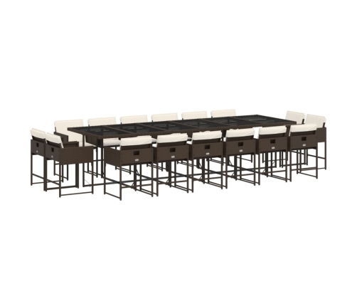 Set de muebles jardín 17 pzas y cojines ratán sintético marrón