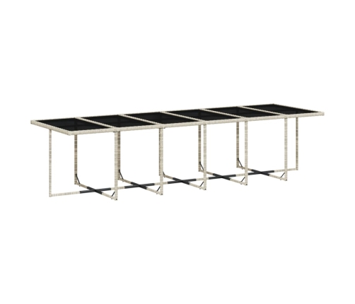 Set comedor jardín y cojines 17 pzas ratán sintético gris claro