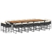 Set de muebles jardín 17 pzas con cojines ratán sintético negro