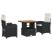 Set comedor de jardín 3 pzas con cojines ratán sintético negro