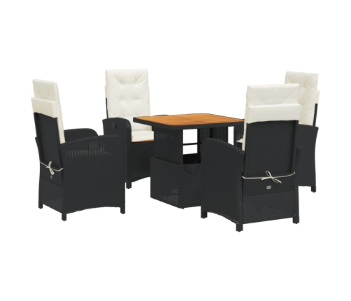 Set de muebles jardín 5 pzas con cojines ratán sintético negro