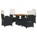 Set de muebles jardín 5 pzas con cojines ratán sintético negro