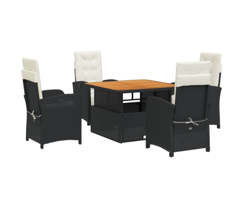 Set de muebles jardín 5 pzas con cojines ratán sintético negro