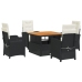 Set de muebles jardín 5 pzas con cojines ratán sintético negro
