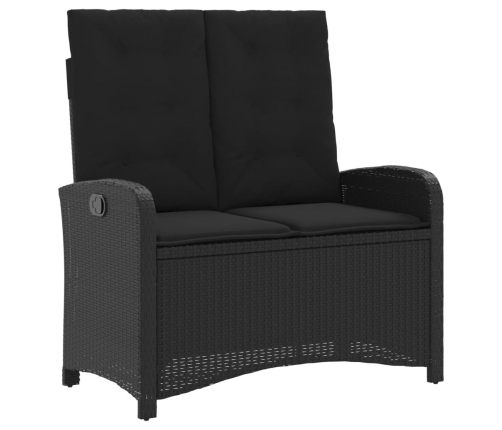 Set comedor de jardín 2 pzas con cojines ratán sintético negro
