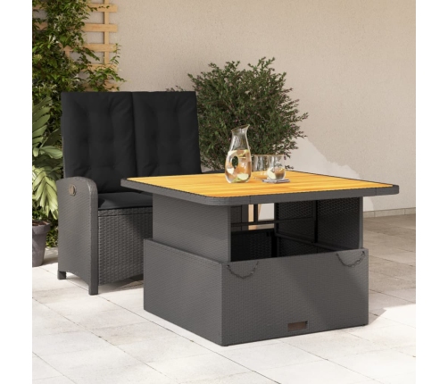 Set comedor de jardín 2 pzas con cojines ratán sintético negro