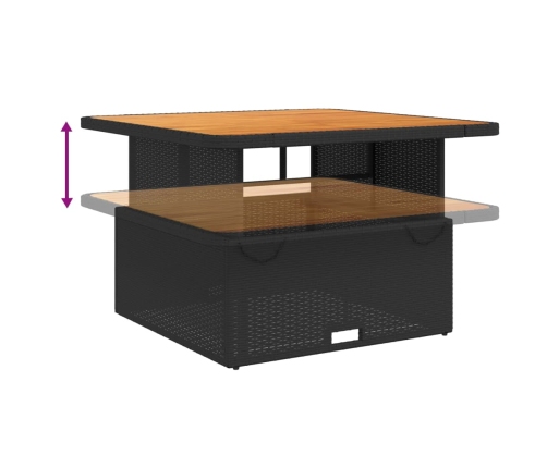 Juego comedor jardín 4 piezas con cojines ratán sintético negro