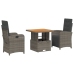 Set comedor de jardín 3 piezas con cojines ratán sintético gris