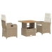 Set comedor de jardín 3 pzas con cojines ratán sintético beige