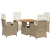 Set comedor de jardín 5 pzas con cojines ratán sintético beige