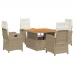 Set comedor de jardín 5 pzas con cojines ratán sintético beige