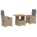 Set comedor de jardín 3 pzas con cojines ratán sintético beige