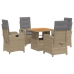 Set comedor de jardín 5 pzas con cojines ratán sintético beige