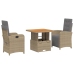 Set comedor de jardín 3 pzas con cojines ratán sintético beige