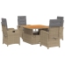 Set comedor de jardín 5 pzas con cojines ratán sintético beige
