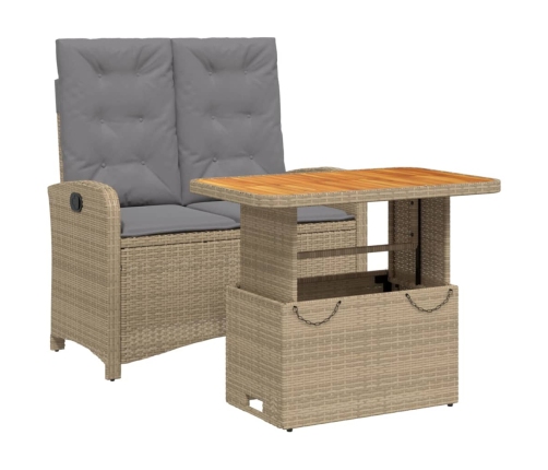 Set comedor de jardín 2 pzas con cojines ratán sintético beige
