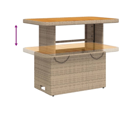 Set comedor de jardín 2 pzas con cojines ratán sintético beige