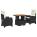 Set comedor de jardín 3 pzas con cojines ratán sintético negro