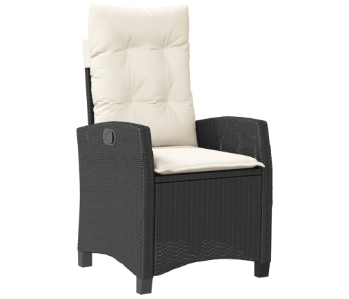 Set comedor de jardín 3 pzas con cojines ratán sintético negro