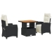 Set comedor de jardín 3 pzas con cojines ratán sintético negro
