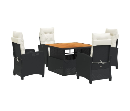 Set de muebles jardín 5 pzas con cojines ratán sintético negro
