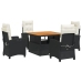 Set de muebles jardín 5 pzas con cojines ratán sintético negro