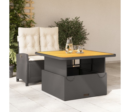 Set comedor de jardín 2 pzas con cojines ratán sintético negro