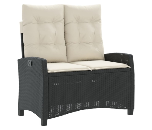 Set comedor de jardín 2 pzas con cojines ratán sintético negro