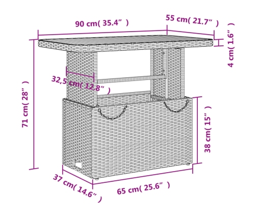 Set comedor de jardín 2 pzas con cojines ratán sintético negro