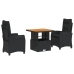 Set comedor de jardín 3 pzas con cojines ratán sintético negro