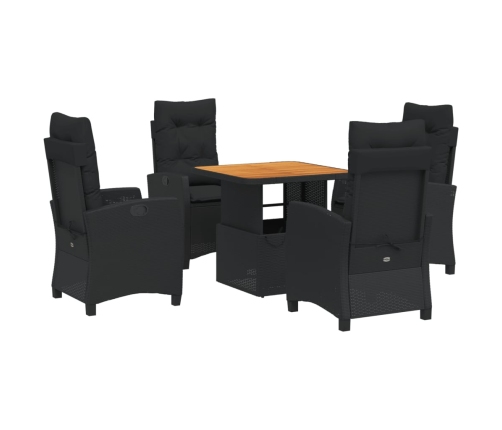 Set de muebles jardín 5 pzas con cojines ratán sintético negro