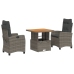 Set comedor de jardín 3 piezas con cojines ratán sintético gris