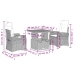 Set comedor de jardín 3 piezas con cojines ratán sintético gris