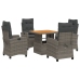 Set comedor de jardín 5 piezas con cojines ratán sintético gris