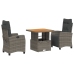 Set comedor de jardín 3 piezas con cojines ratán sintético gris