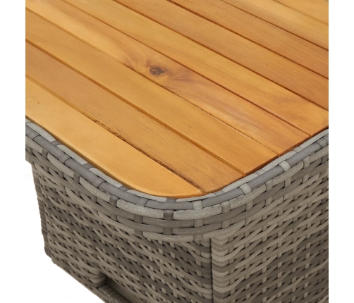 Set comedor de jardín 3 piezas con cojines ratán sintético gris