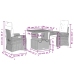 Set comedor de jardín 3 piezas con cojines ratán sintético gris