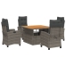 Set comedor de jardín 5 piezas con cojines ratán sintético gris