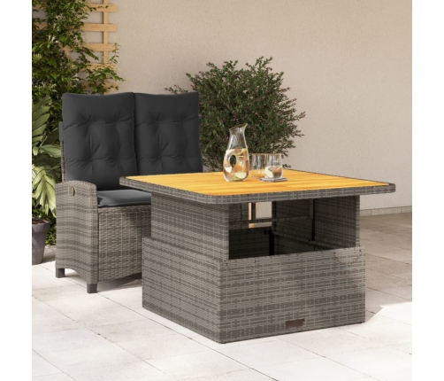 Juego de comedor jardín 2 pzas con cojines ratán sintético gris