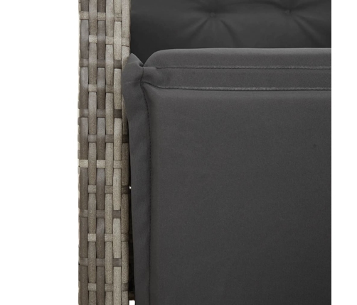 Juego de comedor de jardín 4 piezas con cojines ratán PE gris