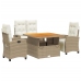 Set de comedor jardín con cojines 4 pzas ratán sintético beige