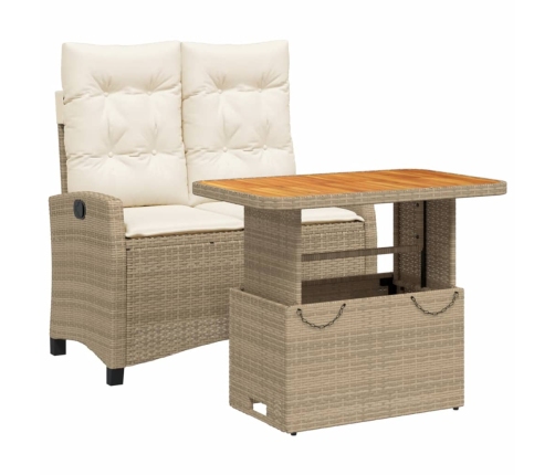 Set comedor de jardín 2 pzas con cojines ratán sintético beige