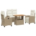 Set de comedor jardín con cojines 4 pzas ratán sintético beige