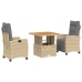 Set comedor de jardín 3 pzas con cojines ratán sintético beige