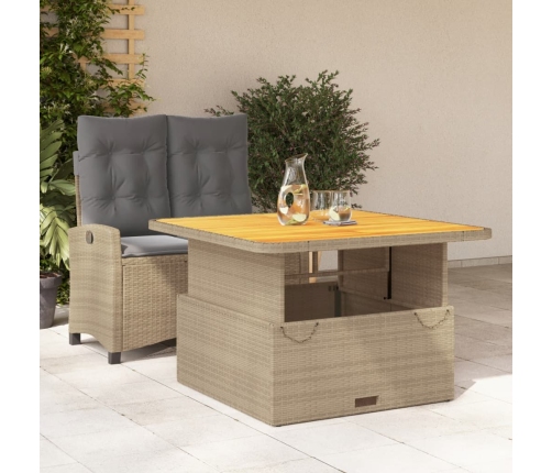 Set comedor de jardín 2 pzas con cojines ratán sintético beige