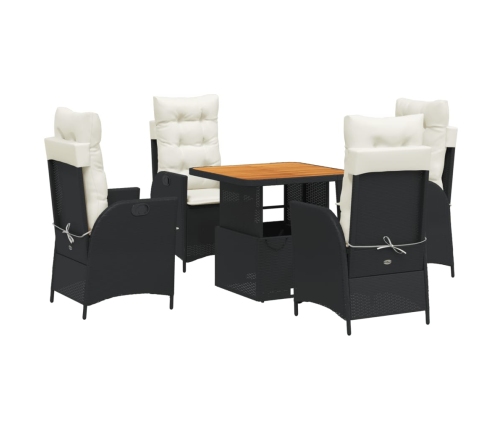 Set de muebles jardín 5 pzas con cojines ratán sintético negro