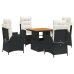 Set de muebles jardín 5 pzas con cojines ratán sintético negro