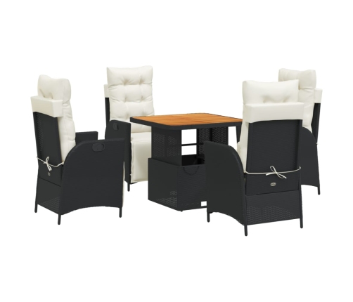 Set de muebles jardín 5 pzas con cojines ratán sintético negro