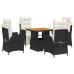 Set de muebles jardín 5 pzas con cojines ratán sintético negro