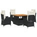 Set de muebles jardín 5 pzas con cojines ratán sintético negro